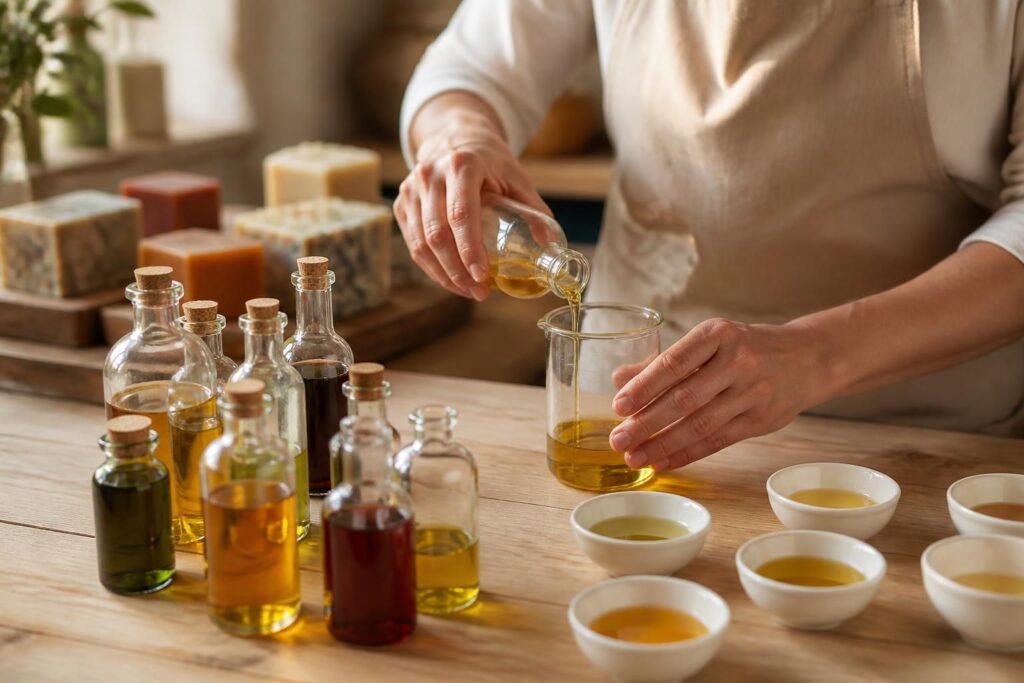 découvrez comment sélectionner les huiles idéales pour créer le savon parfait selon vos besoins et préférences.